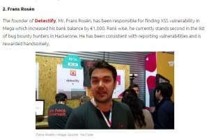 Detectify’s Frans Rosén #2 on HackRead’s 10 Famous Bug Bounty Hunters of All Time